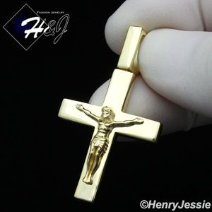 925 STERLING SILVER JESUS CROSS GOLD PENDANT*GP273